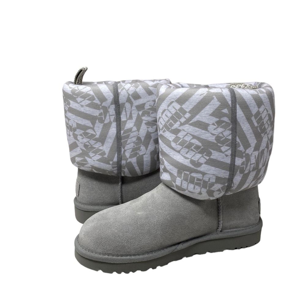 UGG Classic Short Jersey Stripe Gray Suede Boots Winter Women's Size 1138431 SEL - Picture 7 of 11